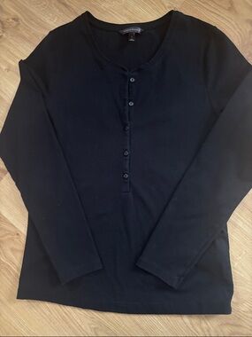 Banana Republic Black Long-Sleeve Henley Top